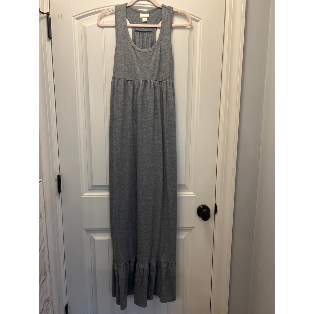 Mossimo Supply Co Women’s Scoop Neck Ruffle Hem Sleeveless Maxi Dress Sz M Gray
